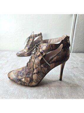 Oxford Ankle Boots 7.5 Stiletto High Heel Lace Up Retro Victorian Dressy Booties